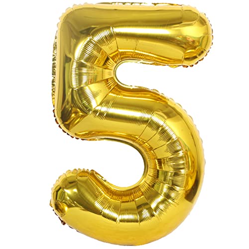 D2D | Party Balloon Zahl 5 XXL in Gold - Größe 100 cm - Folienballon - Zahlenballon - Geburtstagsdeko - Helium Ballon von d2d-needs