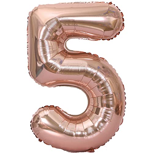 D2D | Party Balloon Zahl 5 XXL in Rosé - Größe 100 cm - Folienballon - Zahlenballon - Geburtstagsdeko - Helium Ballon von d2d-needs