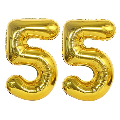 D2D | Party Balloon Zahl 55 XL in Gold - Größe: 80 cm - Folienballons - Zahlenballons - Geburtstagdeko - Helium Ballons von d2d-needs