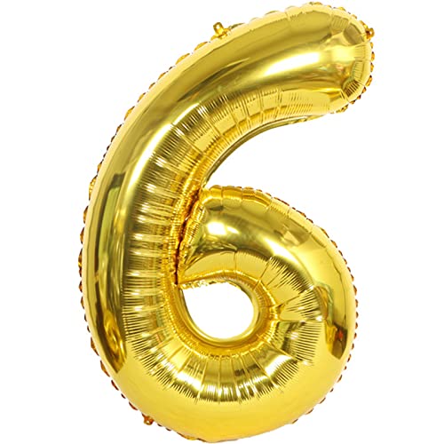 D2D | Party Balloon Zahl 6 XL in Gold - Größe 80 cm - Folienballon - Zahlenballon - Geburtstagsdeko - Helium Ballon von d2d-needs