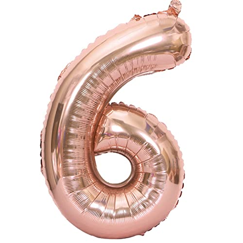 D2D | Party Balloon Zahl 6 XL in Rosé - Größe 80 cm - Folienballon - Zahlenballon - Geburtstagsdeko - Helium Ballon von d2d-needs