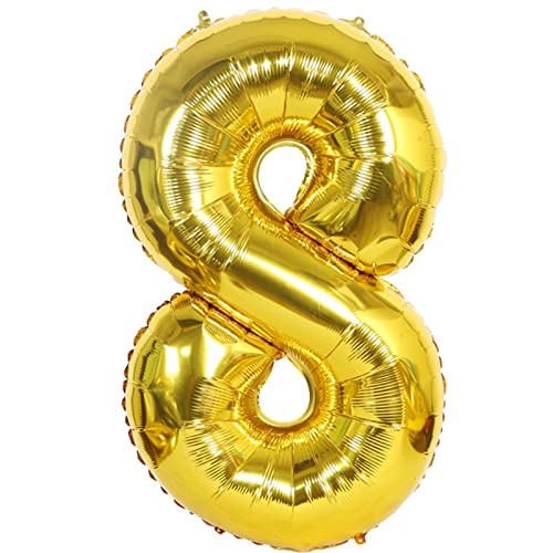 D2D | Party Balloon Zahl 8 XL in Gold - Größe 80 cm - Folienballon - Zahlenballon - Geburtstagsdeko - Helium Ballon von d2d-needs