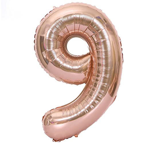 D2D | Party Balloon Zahl 9 XL in Rosé - Größe 80 cm - Folienballon - Zahlenballon - Geburtstagsdeko - Helium Ballon von d2d-needs