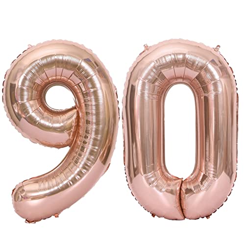 D2D | Party Balloon Zahl 90 XXL in Rosé - Größe: 100 cm - Folienballons - Geburtstagdeko - Zahlenballons - Marmorne Hochzeit - Helium Ballons von d2d-needs