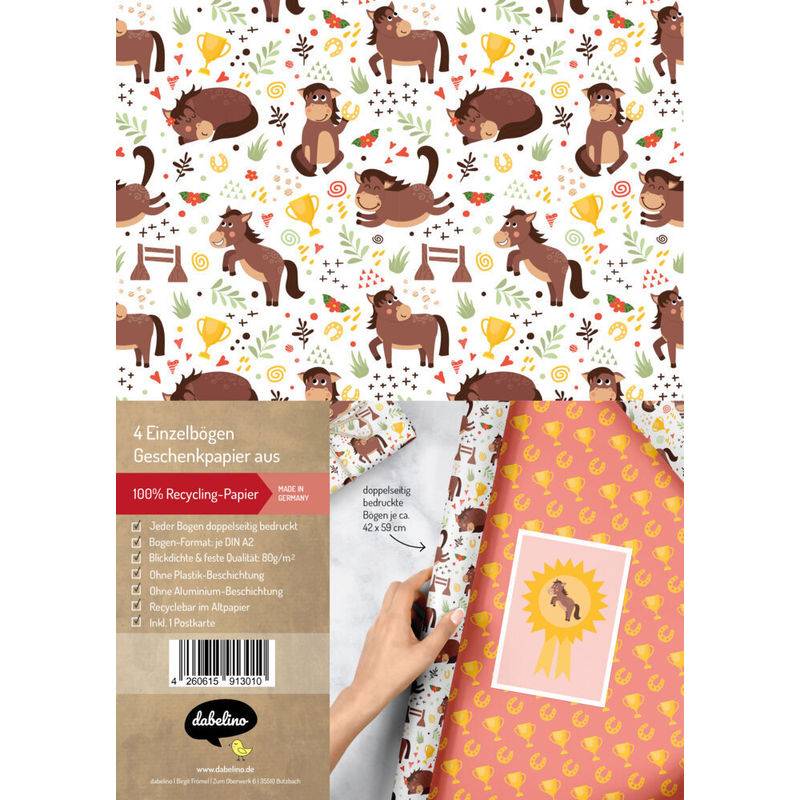 Geschenkpapier-Set Für Kinder: Pferde / Reiten von dabelino