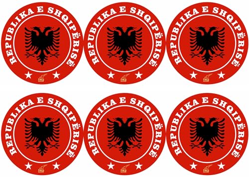 Albanien Aufbügler Wappen Transferbügeln Ø65mm Zum Aufbügeln 6 Stück Kleidungsstücke T-Shirt Bügelmotiv EM - FH6 von daged