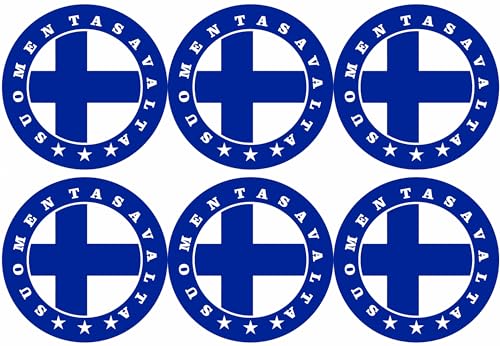 Finnland Aufbügler Wappen Transferbügeln Ø65mm Zum Aufbügeln 6 Stück Kleidungsstücke T-Shirt Bügelmotiv EM - FH6 von daged