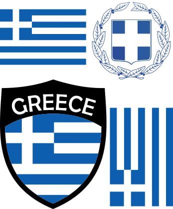 Griechenland Aufbügler Wappen Transferbügeln Zum Aufbügeln 4 Stück Kleidungsstücke T-Shirt Bügelmotiv - 4B von daged