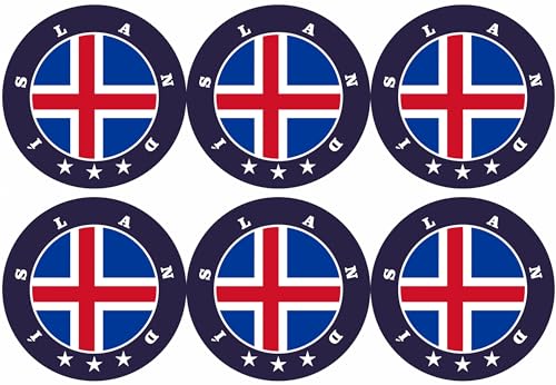 Island Aufbügler Wappen Transferbügeln Ø65mm Zum Aufbügeln 6 Stück Kleidungsstücke T-Shirt Bügelmotiv EM - FH6 von daged