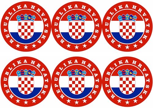 Kroatien Aufbügler Wappen Transferbügeln Ø65mm Zum Aufbügeln 6 Stück Kleidungsstücke T-Shirt Bügelmotiv EM - FH6 von daged