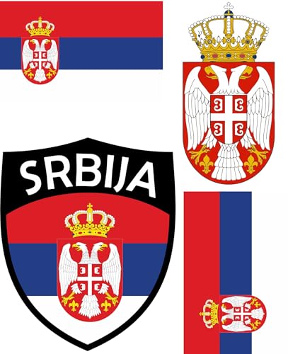 Serbien Aufbügler Wappen Transferbügeln Zum Aufbügeln 4 Stück Kleidungsstücke T-Shirt Bügelmotiv - 4B Serbien Aufbügler Wappen Transferbügeln Zum Aufbügeln 4 Stück Kleidungsstücke T-Shirt Bügelmotiv - 4B von daged