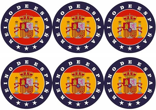 Spanien Aufbügler Wappen Transferbügeln Ø65mm Zum Aufbügeln 6 Stück Kleidungsstücke T-Shirt Bügelmotiv EM - FH6 von daged