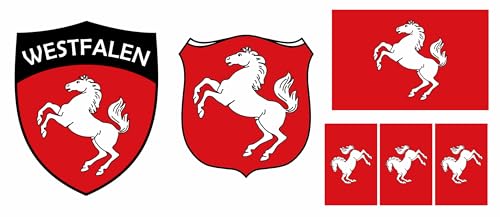 Westfalen Deutschland Aufbügler Wappen Transferbügeln Zum Aufbügeln 6 Stück Kleidungsstücke T-Shirt Bügelmotiv - 6B Westfalen Deutschland Aufbügler Wappen Transferbügeln Zum Aufbügeln 6 Stück Kleidungsstücke T-Shirt Bügelmotiv - 6B von daged