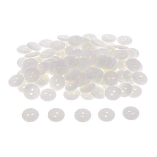 dailymall 100 Stück 1cm Harz Knöpfe 2 Löcher Runde Handwerk Knöpfe Zum Nähen DIY - Weiß von dailymall