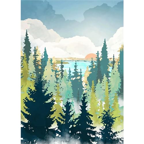 Baum Wald Diamond Painting Landschaft,Berg Diamond Painting Erwachsene Anfanger,DIY 5D Diamond Painting Kinder Madchen Junge fur Wand Dekor 30x40cm von dajiangshidai