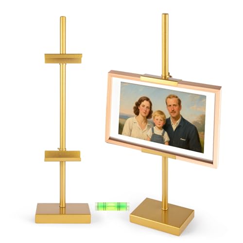 dakewang Verstellbarer Tisch-Staffelei-Ständer für Bilderrahmen bis zu 40,6 cm, Staffelei für Display, Bilderrahmenhalter, verstellbare Kunststaffelei (Gold) von dakewang