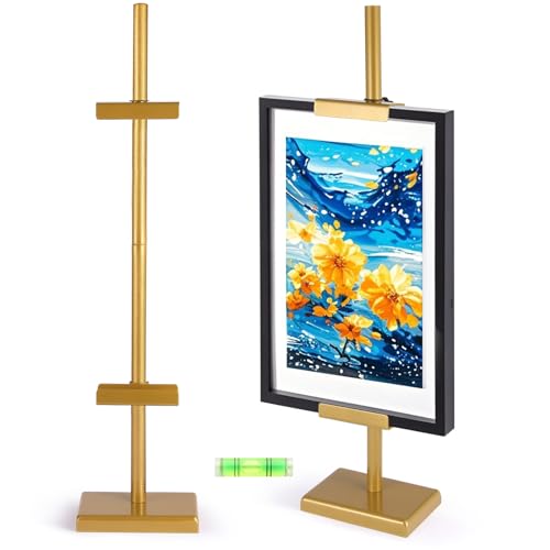 dakewang Verstellbarer Tisch-Staffelei-Ständer für Bilderrahmen bis zu 71,1 cm, Staffelei für Display, Bilderrahmenhalter, verstellbare Kunststaffelei (Gold) von dakewang