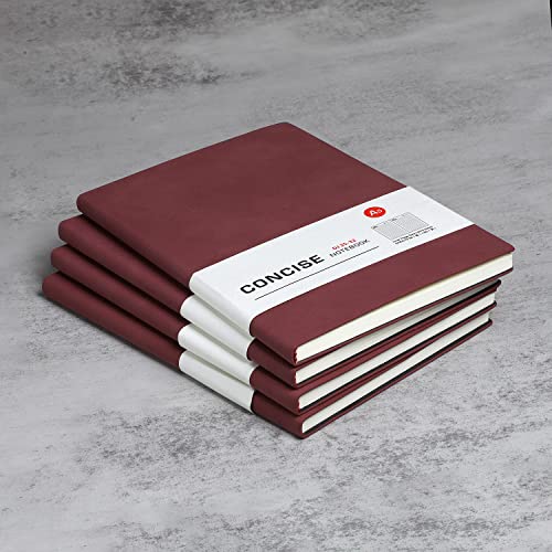 Notizbuch A5 liniertes Leder 4er Pack Hardcover Notizbücher mit Hochwertigem Dickem 100 gsm, Journal Notizbücher Klassisches Notizblock für Schreiben, Büro, Schule, Geschäft 14,5 * 21 cm, Rot von dakomyo