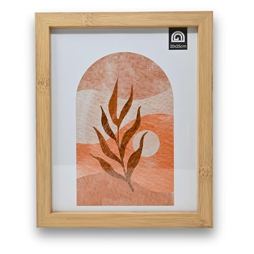 damaloo Bilderrahmen 20x25 cm Set aus Holz mit Motiv – Moderner Bilder Rahmen 20x25cm Bambuseffekt – Fotorahmen stehend & hängend - Großer Holzfotorahmen Fotos & Urkunden – Bildrahmen – Deko von damaloo
