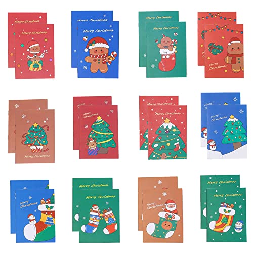 dancepandas Mini Weihnachten Notizblöcke, 24 Stück Mini Tagebuch Notizblock Weihnachten Notizbuch Mini Urlaubstagebuch Weihnachten Cartoon Notebook für Kinder(Zufälliger Stil) von dancepandas