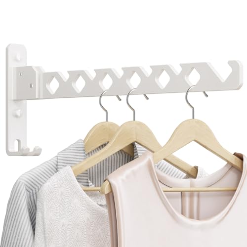 Wandmontierter Wäscheständer, faltbarer Wäscheständer, Wandgarderobe für Waschküche, Kleiderbügel im Innenbereich, perfekt für kleine Räume, Weiß Wandmontierter Wäscheständer, faltbarer Wäscheständer, Wandgarderobe für Waschküche, Kleiderbügel im Innenbereich, perfekt für kleine Räume, Weiß von dancrul
