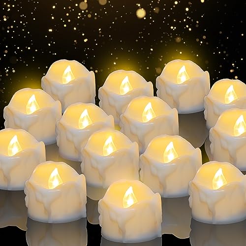 daphomeu LED Kerzen, 14 Set flackender LED Teelichter ideal für Halloween, Weihnachten, Herbst und Winter, Hochzeit - Durchmesser 3,6 cm x Höhe 3,2 cm von daphomeu
