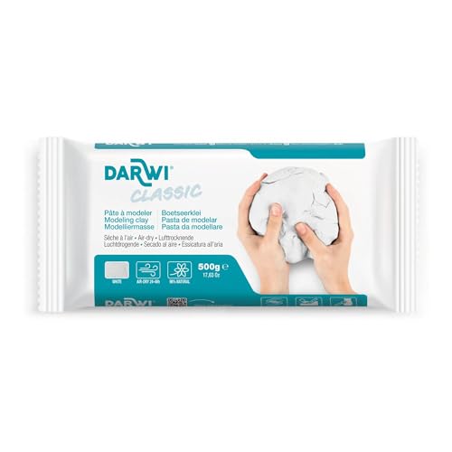 DARWI - DA0800500000C - Un Pain de Pâte à Modeler Naturelle - Malléable - séchage à l'air libre - Couleur Blanche - 500G - Prête à l'emploi - Autodurcissante - Pour Enfants et Adultes - DARWI CLASSIC von DARWI