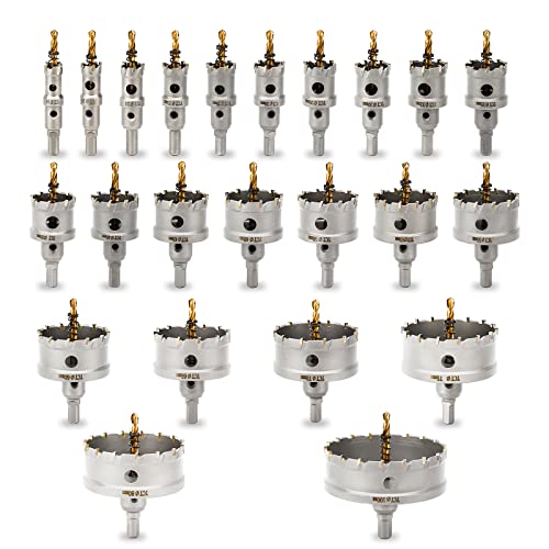 dashap TCT Hartmetall-Lochsägen-Set, 23-teilig, mit spitzer Zahnung und einem Schnittdurchmesser von 1,6 cm bis 8,6 cm bis 8,6 cm von dashap