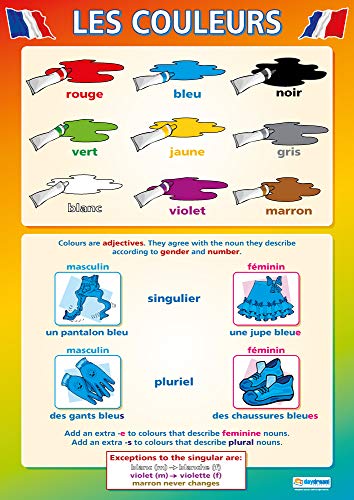 Les Couleurs Lernposter, laminiertes Glanzpapier, 850 mm x 594 mm (A1), Lernposter für das Klassenzimmer Daydream Education von daydream