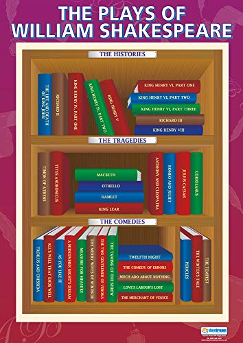 „Plays of William Shakespeare, Poster mit englischer Literatur, laminiertes Glanzpapier, 850 mm x 594 mm (A1), Klassenzimmer-Poster für englische Literatur, Lernposter von Daydream Education von Daydream Education
