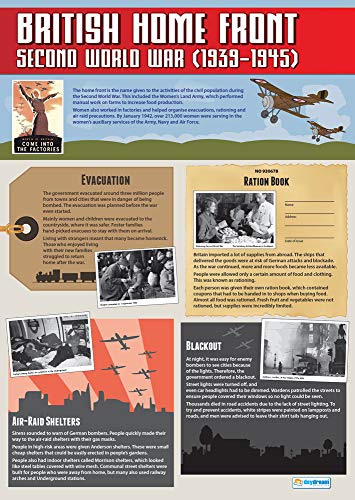 Poster "British Home Front", laminiertes Glanzpapier, 850 mm x 594 mm (A1), Klassenzimmer-Poster, Bildungstabellen von Daydream Education von Daydream Education