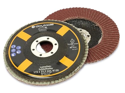 DAYTOOLS Lamellen-Schleifteller, 115 mm, Körnung 120, 5 Stück von daytools