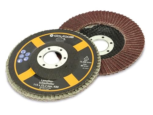 DAYTOOLS Lamellen-Schleifteller, 115 mm, Körnung 80, 5 Stück von daytools