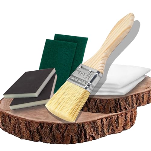 ddckj 7-Teilig Holzpflege-Set Baumwolltuch für Holzöl Pinsel Schleifvlies Schleifschwamm K320 für Die Verarbeitung von Holzöl von ddckj