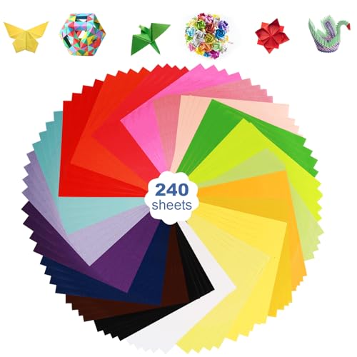 ddckj Origami Papier 10x10 cm 240 Blatt in 20 Farben Faltpapier Doppelseitig Farbe Quadratisch Buntes Papier 70 g/m² für DIY Schule Kunst Bastelprojekte von ddckj