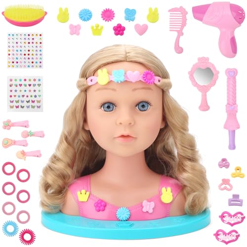 deAO Schminkpuppe Frisierkopf für Kinder, 25cm Schminkkopf Puppe Stylingkopf puppenkopf zum frisieren mit Schminke und Haarstyling Zubehör für Mädchen ab 3 Jahrenc deAO Schminkpuppe Frisierkopf für Kinder, 25cm Schminkkopf Puppe Stylingkopf puppenkopf zum frisieren mit Schminke und Haarstyling Zubehör für Mädchen ab 3 Jahrenc von deAO