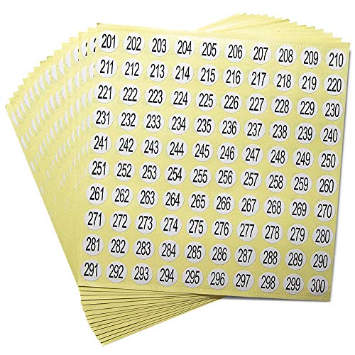 dealzEpic - Zahlenaufkleber 201-300 runde selbstklebende Bögen - 15 Stück von dealzEpic