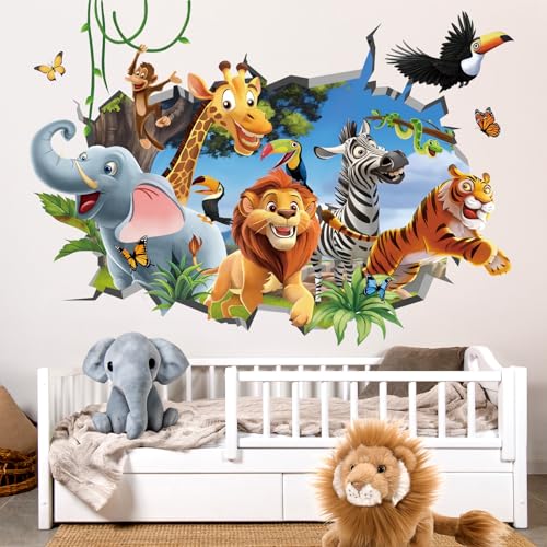 decalmile Wandtattoo 3D Dschungel Tiere Wandsticker Safari Elefant Giraffe Zebra Wandaufkleber Babyzimmer Kinderzimmer Schlafzimmer Wanddeko decalmile Wandtattoo 3D Dschungel Tiere Wandsticker Safari Elefant Giraffe Zebra Wandaufkleber Babyzimmer Kinderzimmer Schlafzimmer Wanddeko von decalmile
