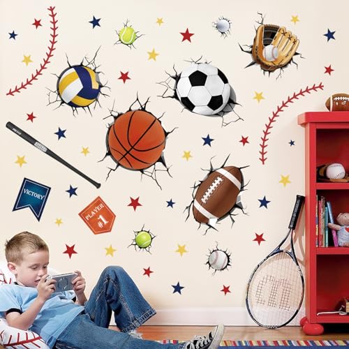 decalmile Wandtattoo 3D Fußball Durchbruch Junge Wandaufkleber Sport Bälle Basketball Wandsticker Kinderzimmer Babyzimmer Spielzimmer Wanddeko decalmile Wandtattoo 3D Fußball Durchbruch Junge Wandaufkleber Sport Bälle Basketball Wandsticker Kinderzimmer Babyzimmer Spielzimmer Wanddeko von decalmile