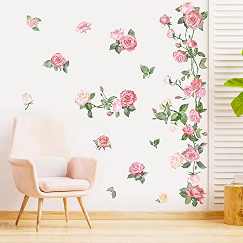 decalmile Wandtattoo Blumen Rosa Wandaufkleber Aquarell Rosen Wandsticker Kinderzimmer Mädchen Schlafzimmer Wohnzimmer Wanddeko decalmile Wandtattoo Blumen Rosa Wandaufkleber Aquarell Rosen Wandsticker Kinderzimmer Mädchen Schlafzimmer Wohnzimmer Wanddeko von decalmile