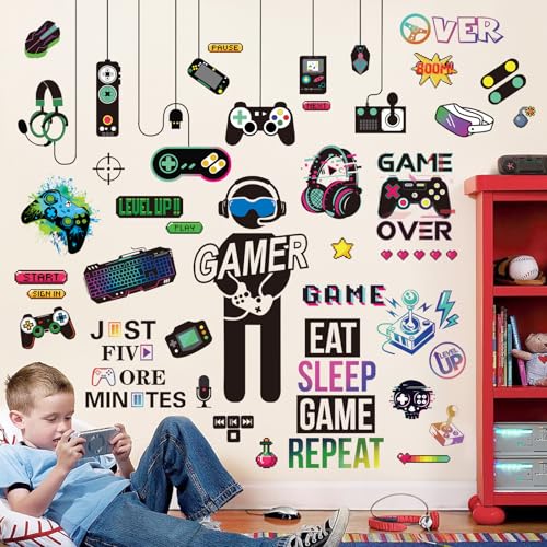 decalmile Wandtattoo Kinderzimmer Junge Gamer Wandaufkleber Gaming Controller Game Wandsticker Jugendzimmer Spielzimmer Schlafzimmer Wanddeko von decalmile