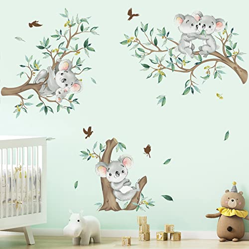 decalmile Wandtattoo Koala Baum Wandaufkleber Koalabär Tiere Baum Wandsticker Babyzimmer Kinderzimmer Schlafzimmer Wanddeko von decalmile