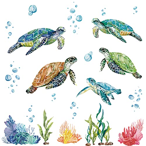 decalmile Wandtattoo Meeresschildkröten Wandaufkleber unter dem Meer Coral Seaweed Wandsticker Schlafzimmer Badezimmer Kinderzimmer Wanddeko decalmile Wandtattoo Meeresschildkröten Wandaufkleber unter dem Meer Coral Seaweed Wandsticker Schlafzimmer Badezimmer Kinderzimmer Wanddeko von decalmile