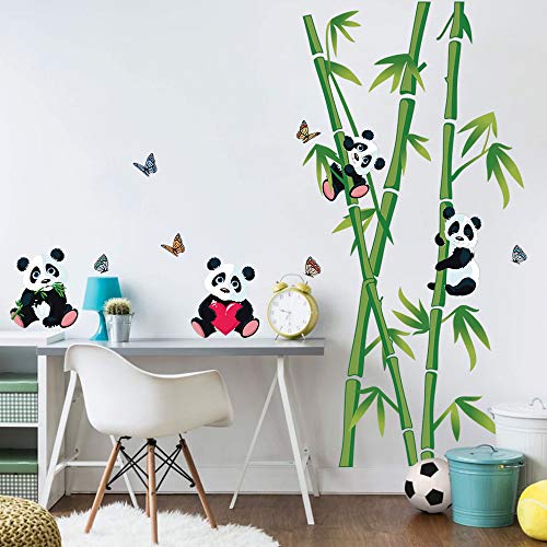 decalmile Wandtattoo Panda Bären und Bambus Wandsticker Kinderzimmer Wandaufkleber Babyzimmer Schlafzimmer Wohnzimmer Wanddeko von decalmile