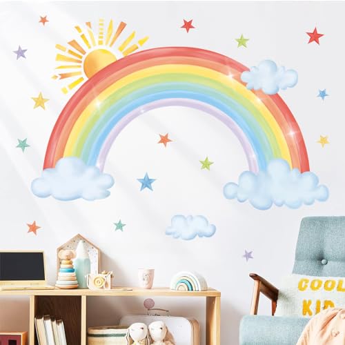 decalmile Wandtattoo Regenbogen Groß Wandaufkleber Sonne Wolken Sterne Wandsticker Babyzimmer Kinderzimmer Schlafzimmer Wanddeko decalmile Wandtattoo Regenbogen Groß Wandaufkleber Sonne Wolken Sterne Wandsticker Babyzimmer Kinderzimmer Schlafzimmer Wanddeko von decalmile