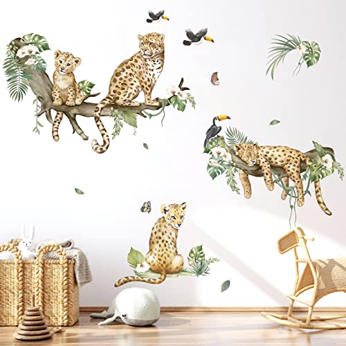decalmile Wandtattoo Safari Tiere Leopard Wandaufkleber Dschungel Tiere Geparden Wandsticker Kinderzimmer Babyzimmer Schlafzimmer Wanddeko von decalmile