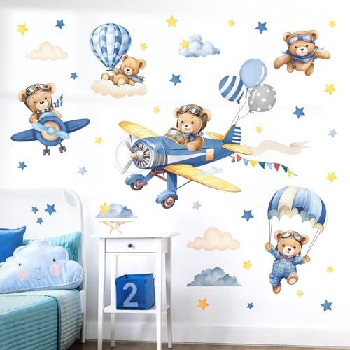 decalmile Wandtattoo Tiere Flugzeug Bär Wandaufkleber Heißluftballon Bär Wolken Wandsticker Babyzimmer Kinderzimmer Schlafzimmer Wanddeko decalmile Wandtattoo Tiere Flugzeug Bär Wandaufkleber Heißluftballon Bär Wolken Wandsticker Babyzimmer Kinderzimmer Schlafzimmer Wanddeko von decalmile