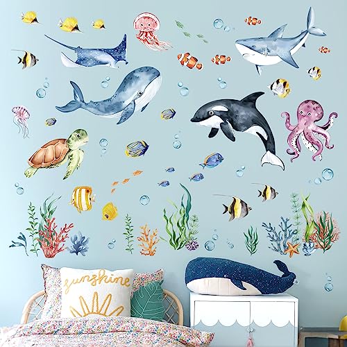 decalmile Wandtattoo Unter dem Meer Fisch Wandaufkleber Delphin Meeresschildkröte Seetang Wandsticker Kinderzimmer Babyzimmer Badezimmer Wanddeko decalmile Wandtattoo Unter dem Meer Fisch Wandaufkleber Delphin Meeresschildkröte Seetang Wandsticker Kinderzimmer Babyzimmer Badezimmer Wanddeko von decalmile