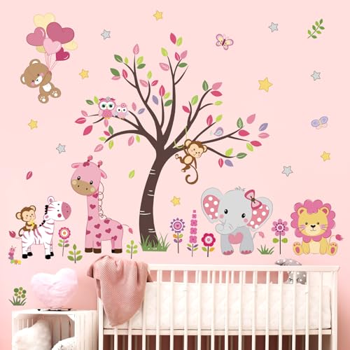 decalmile Wandtattoo Waldtiere Baum Rosa Wandaufkleber Elefant Affe Giraffe Wandsticker Mädchen Schlafzimmer Babyzimmer Kinderzimmer Wanddeko decalmile Wandtattoo Waldtiere Baum Rosa Wandaufkleber Elefant Affe Giraffe Wandsticker Mädchen Schlafzimmer Babyzimmer Kinderzimmer Wanddeko von decalmile