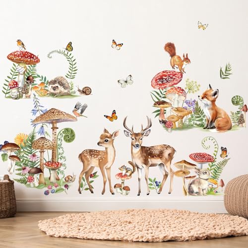 decalmile Wandtattoo Waldtiere Hirsch Wandaufkleber Fuchs Hase Pilze Blumen Wandsticker Babyzimmer Kinderzimmer Schlafzimmer Wanddeko decalmile Wandtattoo Waldtiere Hirsch Wandaufkleber Fuchs Hase Pilze Blumen Wandsticker Babyzimmer Kinderzimmer Schlafzimmer Wanddeko von decalmile